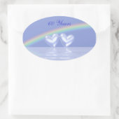 60ste verjaardag Diamond Hearts Ovale Sticker (Tas)