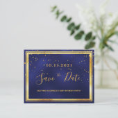60ste verjaardag donkerblauw goud save the date briefkaart (Staand voorkant)