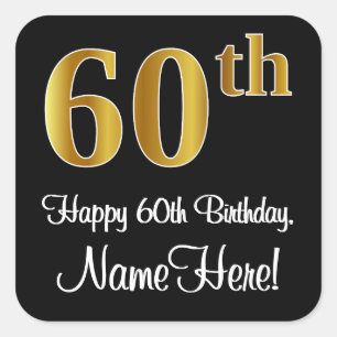 60ste verjaardag - Elegante luxe Faux Gold look # Vierkante Sticker