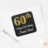 60ste verjaardag - Elegante luxe Faux Gold look # Vierkante Sticker (Envelop)