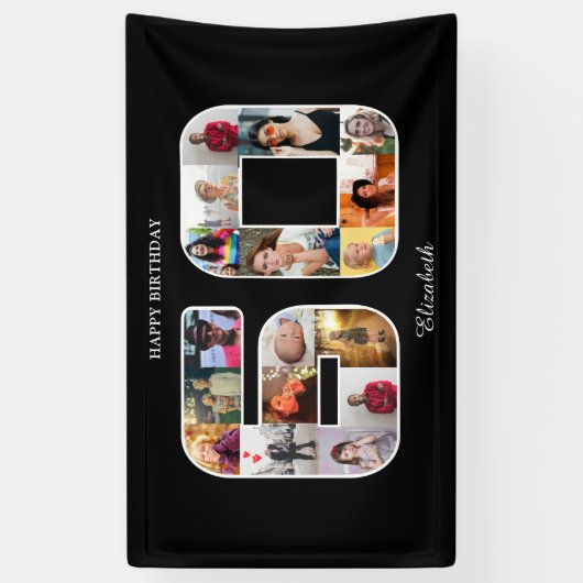 60ste verjaardag fotocollage spandoek (Verticaal)