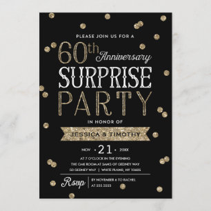 60ste verjaardag Glitter Confetti Surprise Party Kaart