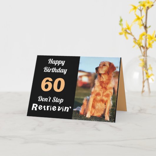 60ste verjaardag Golden Retriever Funny Schattige  Kaart (Gele Bloem)