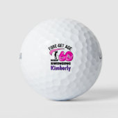 60ste verjaardag golfballen 60 roze initialen (Voorkant)