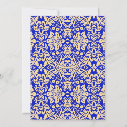 60ste verjaardag - Goud Royal Blue Damask Kaart (Achterkant)