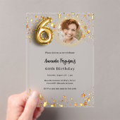 60ste verjaardag gouden foto sterren Clear Acryl Uitnodigingen (Insitu (Draagbaar))