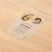 60ste verjaardag gouden foto sterren Clear Acryl Uitnodigingen (Laagn)