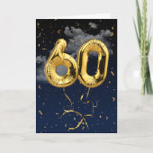 60ste verjaardag Gouden Mylar-balloon en Confetti  Kaart (Voorkant)