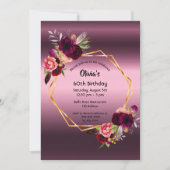 60ste verjaardag graanfloraal paars geometrisch kaart (Voorkant)