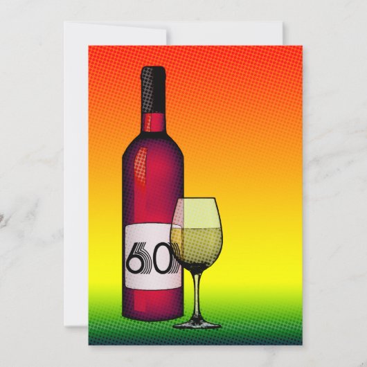60ste verjaardag : halftone wijnfles & glas kaart (Voorkant)