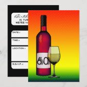 60ste verjaardag : halftone wijnfles & glas kaart (Voorkant / Achterkant)