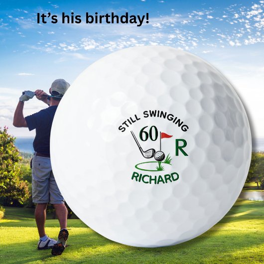 60ste verjaardag Heren Monogram naam Golfballen