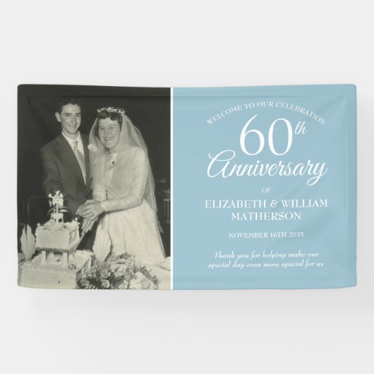 60ste verjaardag Huwelijksfoto Diamanten Welkom Spandoek (Horizontaal)