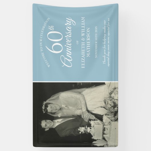 60ste verjaardag Huwelijksfoto Diamanten Welkom Spandoek (Verticaal)
