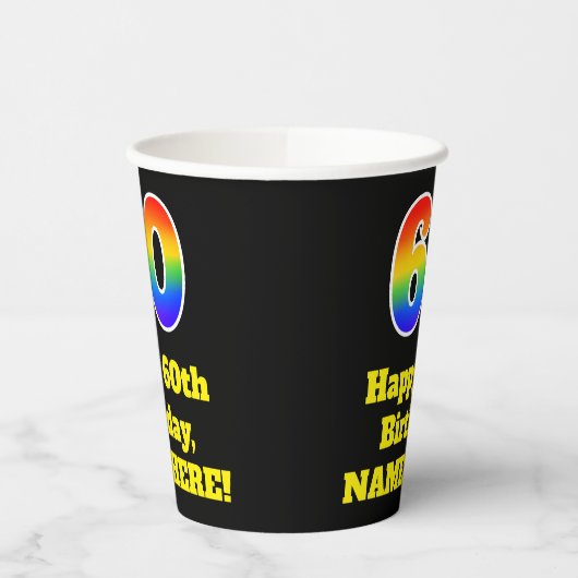 60ste verjaardag: Kleurrijk, Leuk, Opwindend, Rege Papieren Bekers (Links)