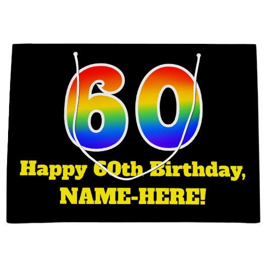 60ste verjaardag ~ Leuk, Kleurrijk, Levendig, Rege Groot Cadeauzakje (Voorkant)