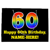 60ste verjaardag ~ Leuk, Kleurrijk, Levendig, Rege Groot Cadeauzakje (Achterkant)