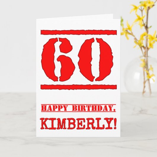 60ste verjaardag: leuk, rode rubber stempel geïnsp kaart (Gele Bloem)