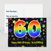 60ste verjaardag: leuk sterrenpatroon, Regenboog 6 Briefkaart (Voorkant / Achterkant)