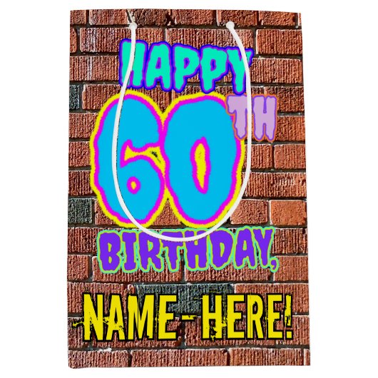 60ste verjaardag: Leuk, Urban Graffiti geïnspireer Medium Cadeauzakje (Voorkant)