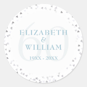 60ste verjaardag Love Hearts Confetti Ronde Sticker