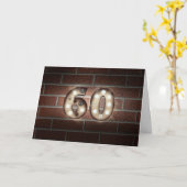 60ste verjaardag-marquee lichtbord op baksteen kaart (Gele Bloem)