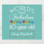 60ste verjaardag meest fabelachtige kleurrijke Gem Bier Etiket (Enkel label)