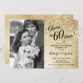 60ste verjaardag met foto - Goud Kaart (Voorkant / Achterkant)