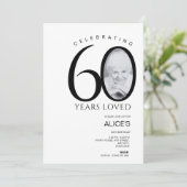 60ste verjaardag met foto in nummer, minimalistisc kaart (Staand voorkant)