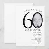 60ste verjaardag met foto in nummer, minimalistisc kaart (Voorkant / Achterkant)