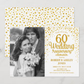 60ste verjaardag met foto - Witte goud Kaart (Voorkant / Achterkant)