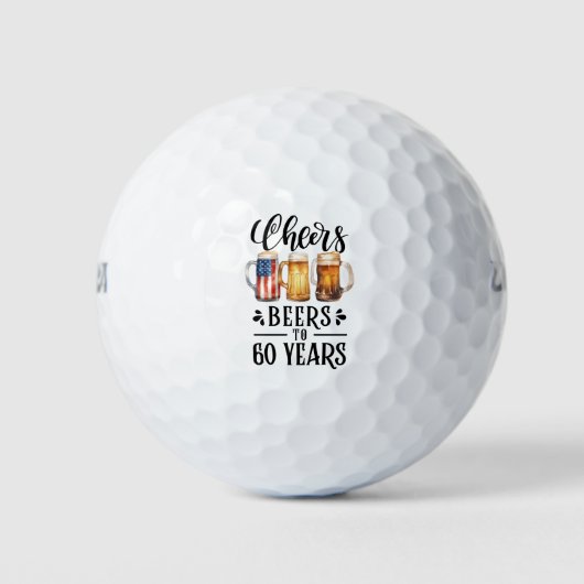 60ste verjaardag met glas bier golfballen (Voorkant)