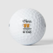 60ste verjaardag met glas bier golfballen (Voorkant)