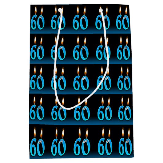 60ste verjaardag met oogbalkaarsen medium cadeauzakje (Voorkant)
