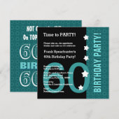 60ste verjaardag met sterren Funny BLAUWGROEN en B Kaart (Voorkant / Achterkant)
