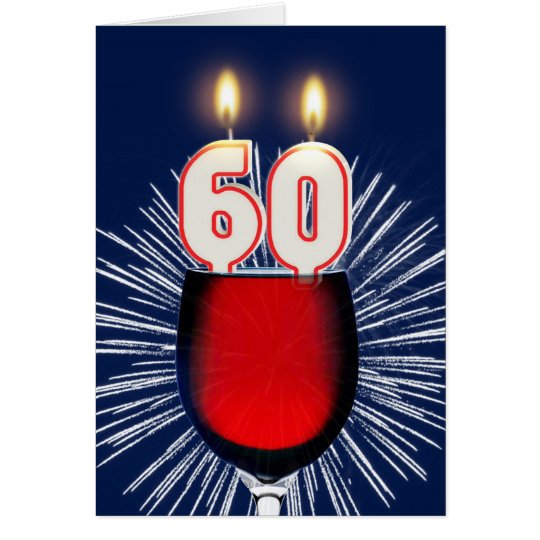 60ste Verjaardag met wijn en kaarsen Kaart