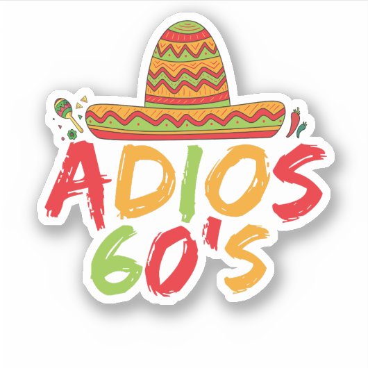 60ste Verjaardag Mexicaans Feest Cinco de Mayo Fie Sticker (Voorkant)