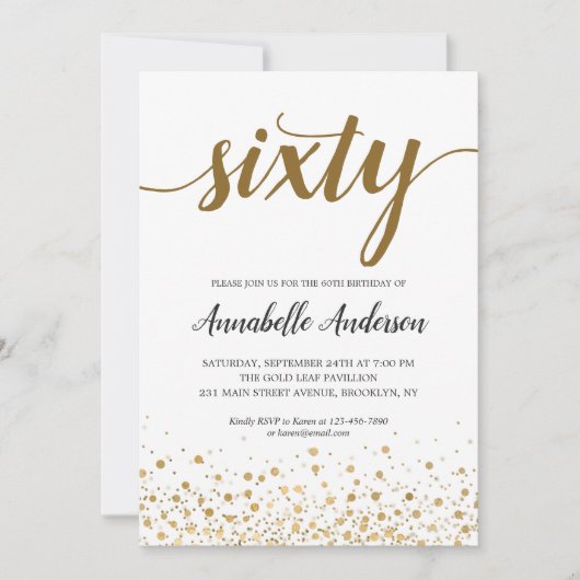 60ste verjaardag Modern Gold Confetti Stippen Scri Kaart (Voorkant)