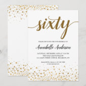 60ste verjaardag Modern Gold Confetti Stippen Scri Kaart (Voorkant / Achterkant)
