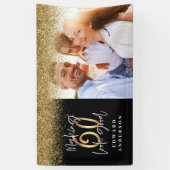 60ste verjaardag moderne foto van zwart en goud spandoek (Verticaal)