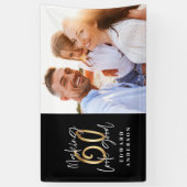 60ste verjaardag moderne zwarte en gouden fotodeco spandoek (Verticaal)