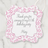 60ste Verjaardag Nummer 60 Patroon Roze en Wit Bedankjes Labels (Achterkant)