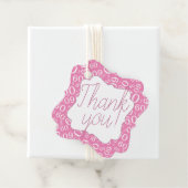 60ste Verjaardag Nummer 60 Patroon Roze en Wit Bedankjes Labels (In situ)