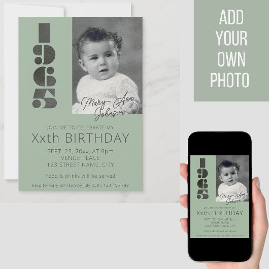 60ste verjaardag oude foto geboren in 1965 blauwgr kaart