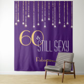 60ste verjaardag paars goud fotocabine achtergrond wandkleed (In situ)