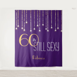 60ste verjaardag paars goud fotocabine achtergrond wandkleed