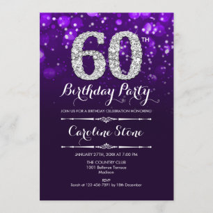 60ste verjaardag - Paarse zilver Kaart
