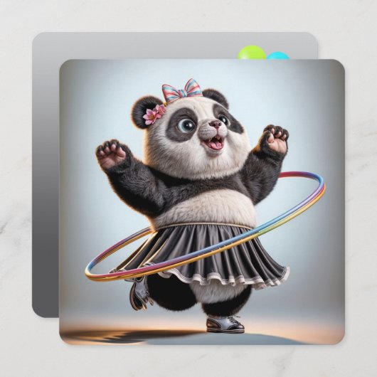 60ste verjaardag Panda Beer met Hula Hoop Kaart (Voorkant / Achterkant)