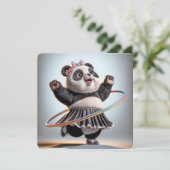 60ste verjaardag Panda Beer met Hula Hoop Kaart (Staand voorkant)