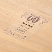 60ste verjaardag roos Gold Stars Clear Party Acryl Uitnodigingen (Laagn)
